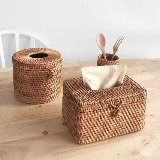 Rattan Tissue Box