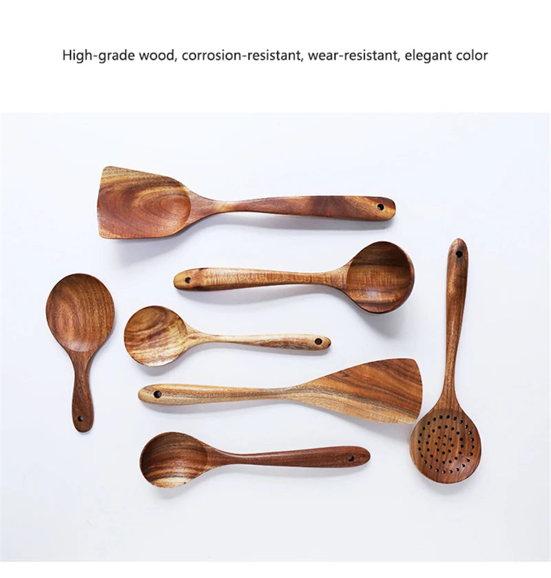 1-7 pieces Wooden Utensil Set