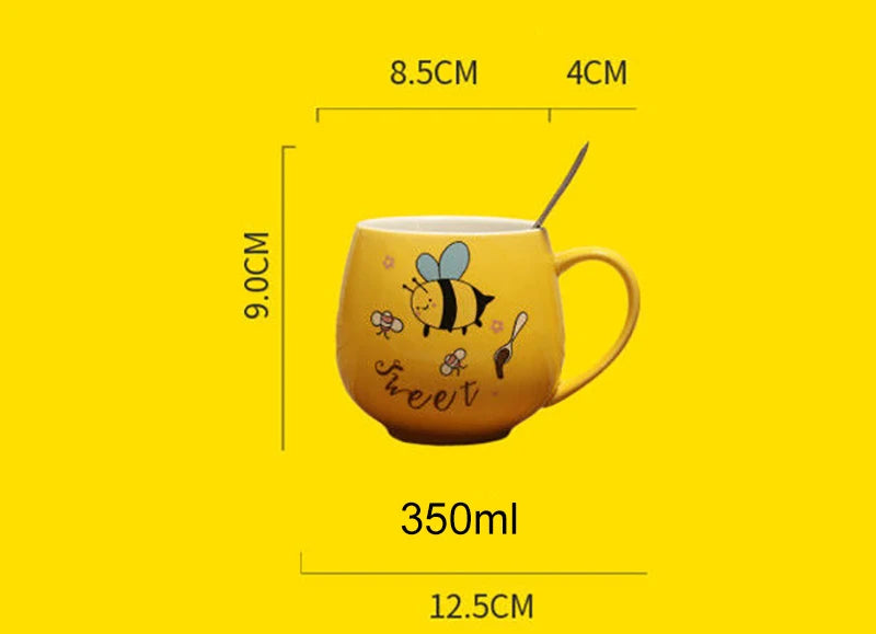 12oz Bee Pattern Ceramic Coffee Mug