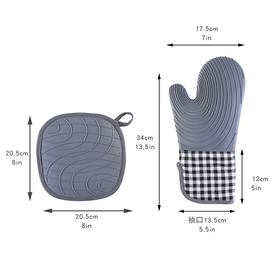 Oven Mitts and Potholders Set, Advanced Heat Resistance, Non-Slip Textured Grip