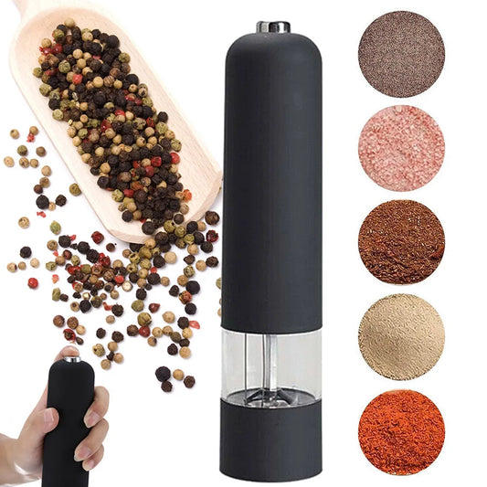 Black Electric Grinder for Salt, Pepper & Spices with LED Light