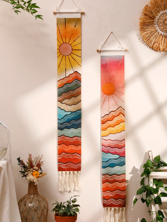 Macrame Wall Tapestry Mountain & Sunrise