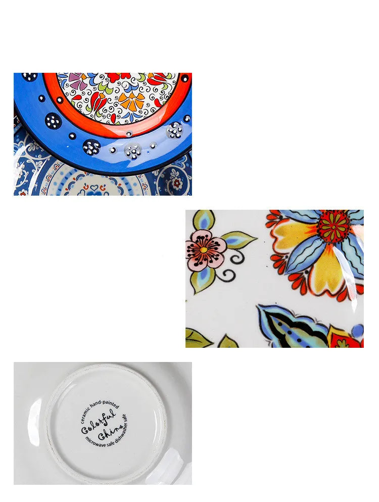 6.5 Inch European Ceramic Dinner Plates Hand Painted