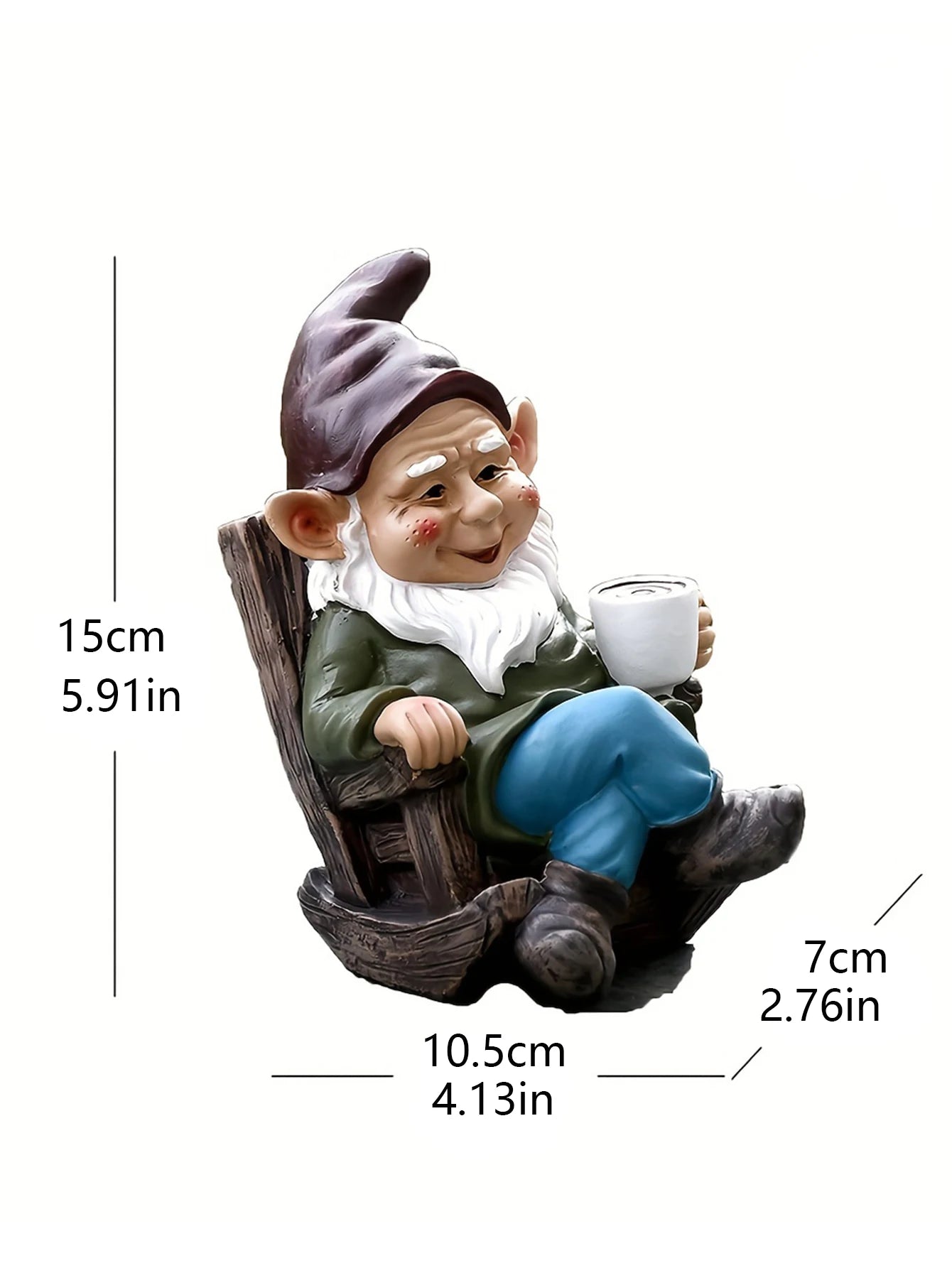 1pc Gnome Dwarf Rocking Chair Ornament Outdoor Decoration