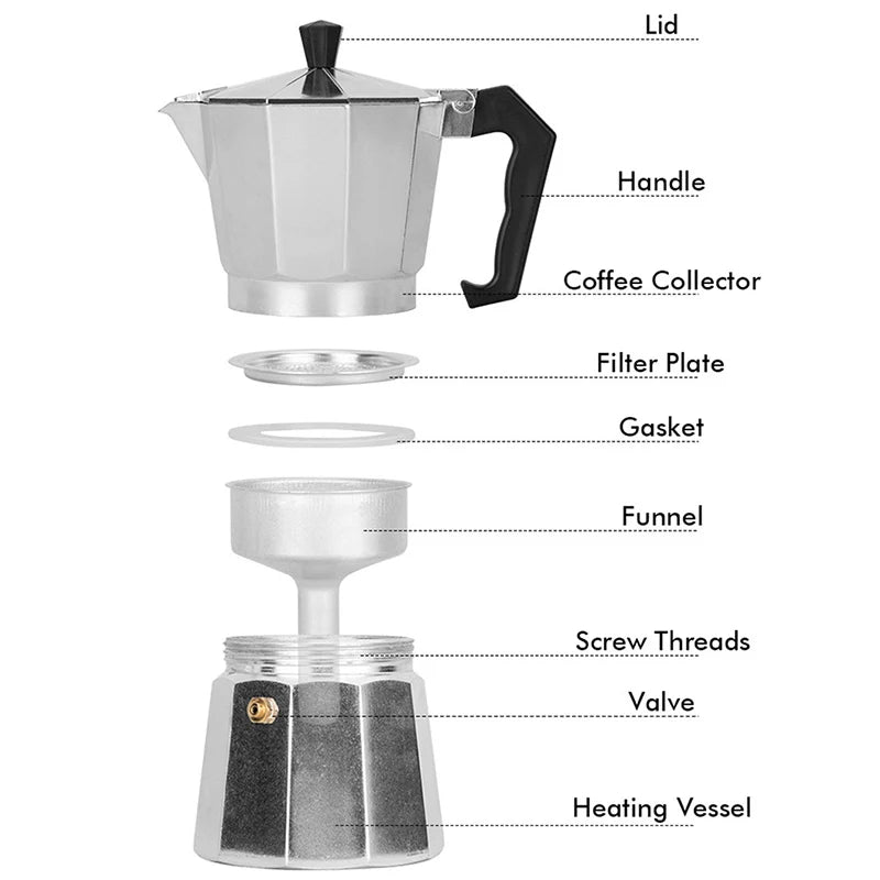 Aluminum Authentic Italian Coffee Maker for Stovetop Home Outdoor