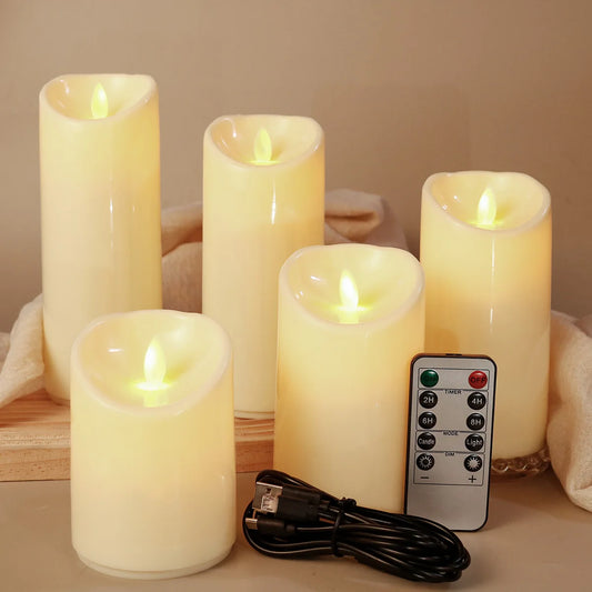 Remote LED Pillar Candle USB Rechargeable