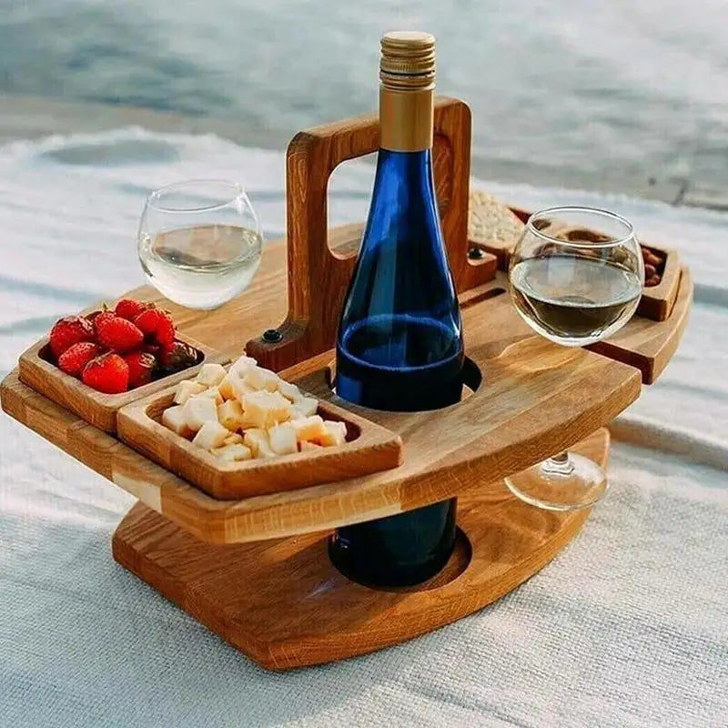 Outdoor Portable Wooden Wine Picnic Table