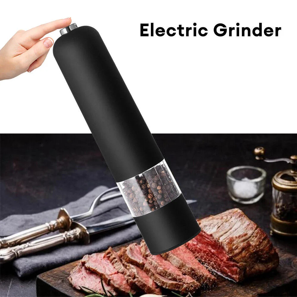 Black Electric Grinder for Salt, Pepper & Spices with LED Light