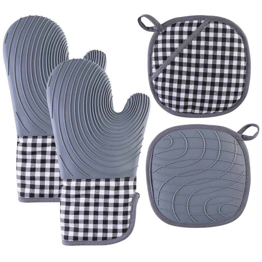 Oven Mitts and Potholders Set, Advanced Heat Resistance, Non-Slip Textured Grip