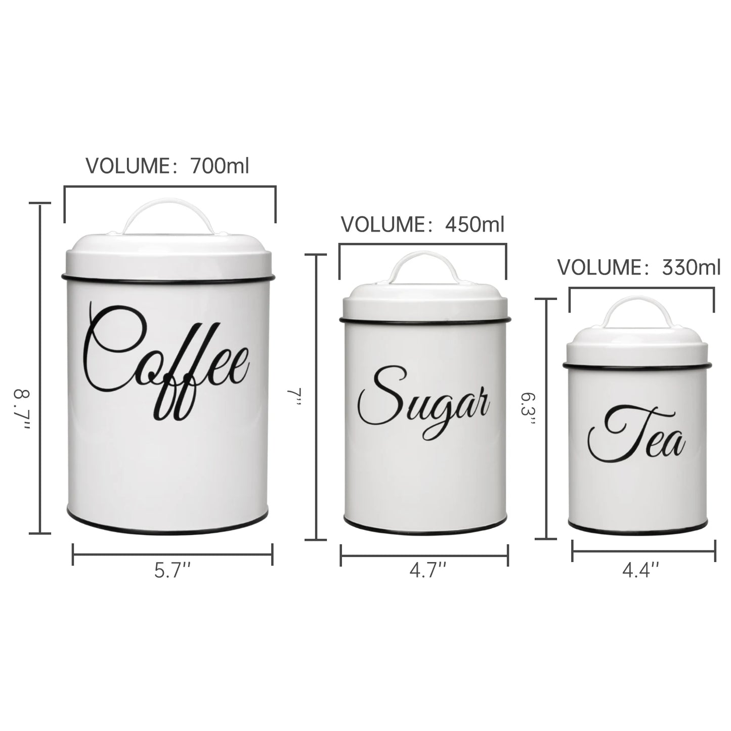 3pcs Airtight White Vintage Canisters Sets