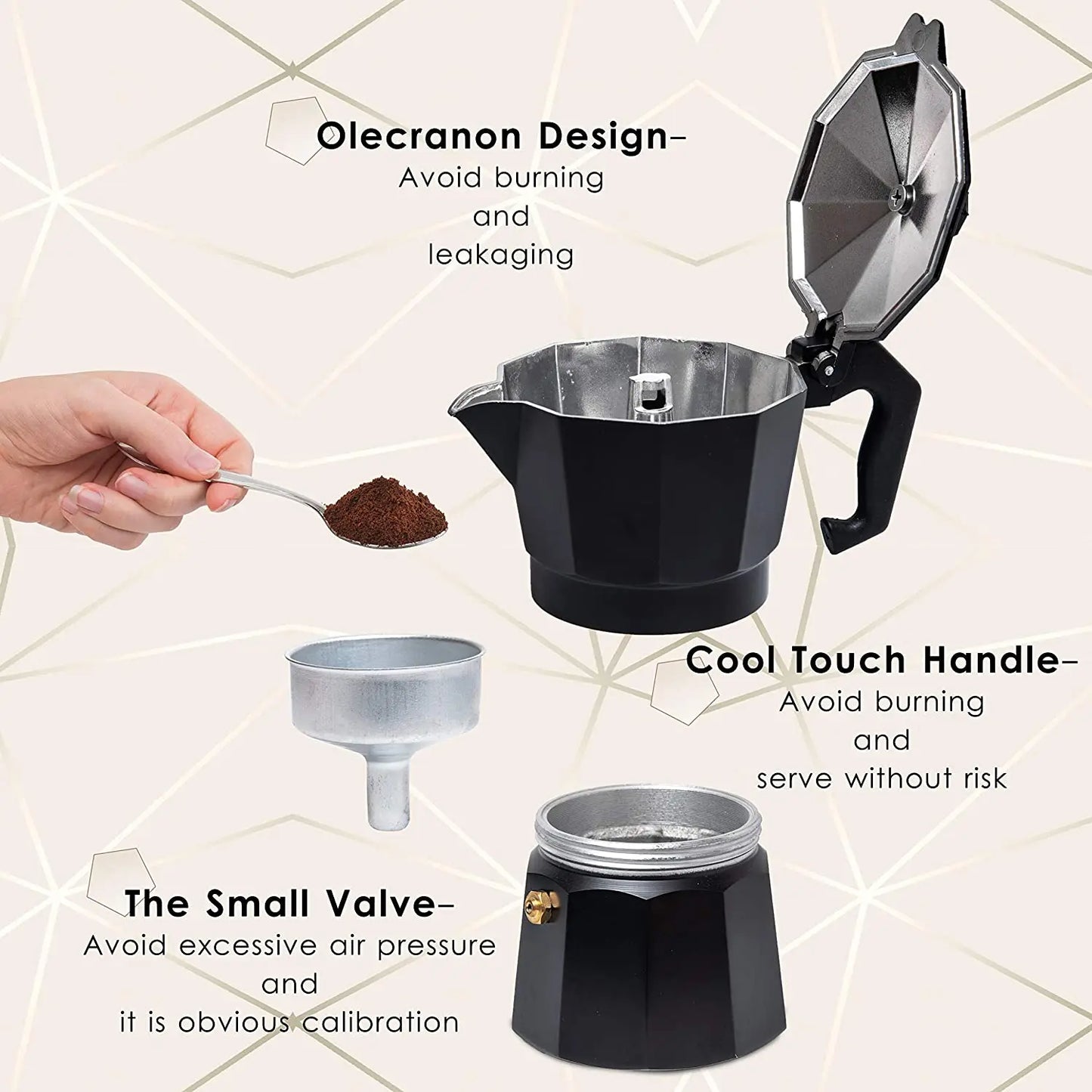 Aluminum Authentic Italian Coffee Maker for Stovetop Home Outdoor