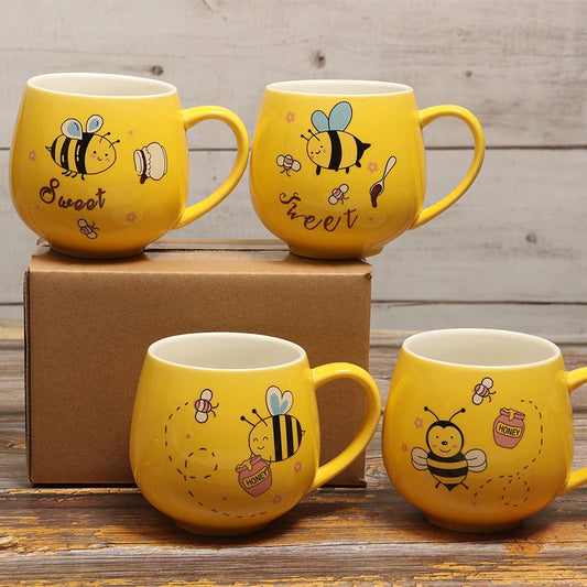 12oz Bee Pattern Ceramic Coffee Mug