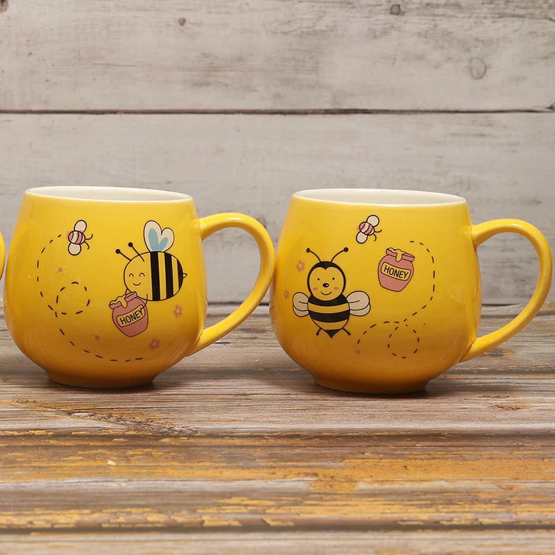 12oz Bee Pattern Ceramic Coffee Mug