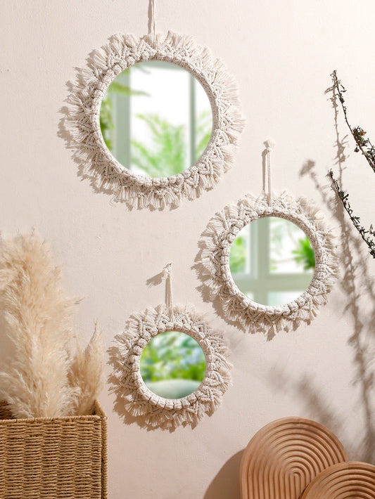 Boho Hand Woven Macrame Decorative Mirror Wall Hanging