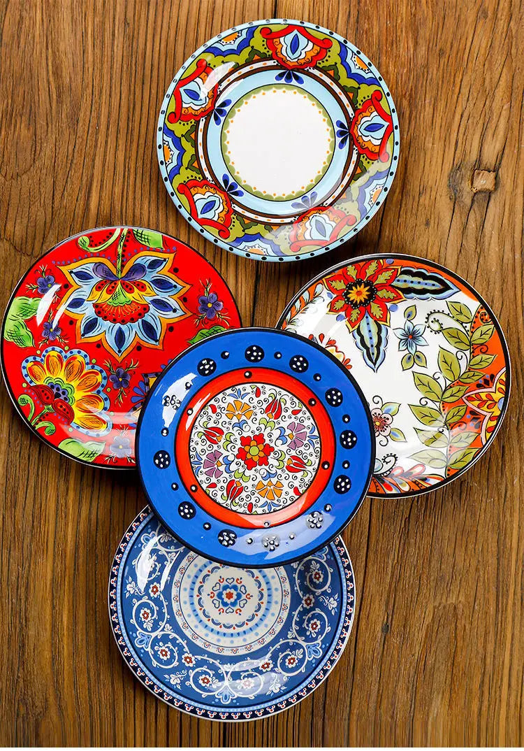 6.5 Inch European Ceramic Dinner Plates Hand Painted