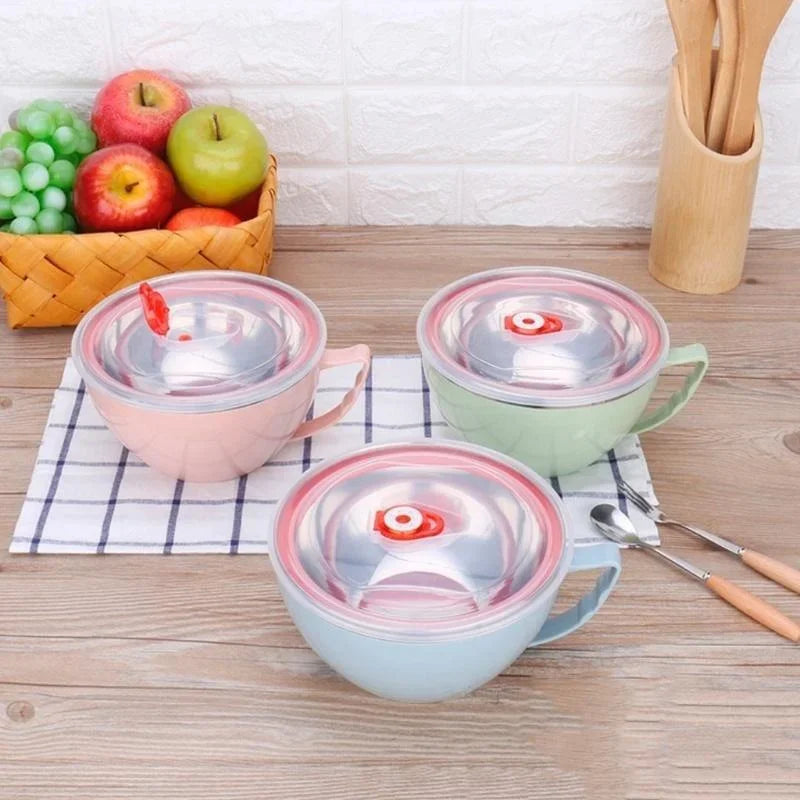 1PCS Stainless Steel Bowl with Handle