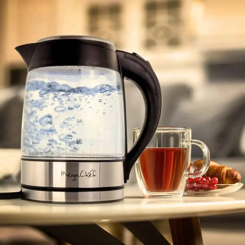 1.8L Glass Tea Kettle Borosilicate Auto Shut-Off