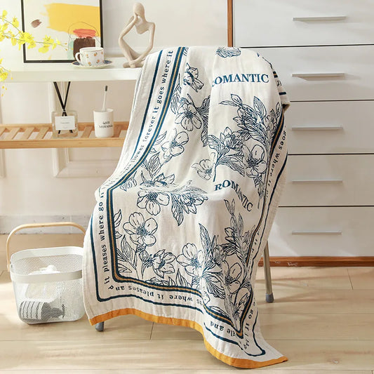 Bohemian Floral Printing Soft Absorbent Cotton Gauze Towel