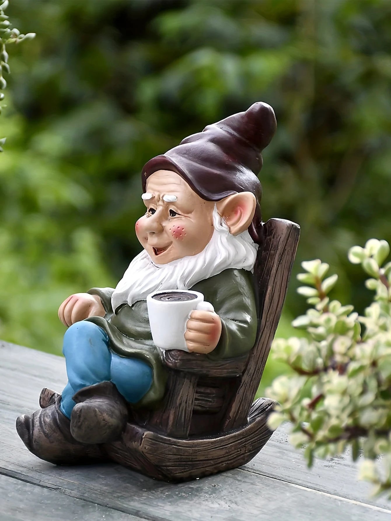 1pc Gnome Dwarf Rocking Chair Ornament Outdoor Decoration