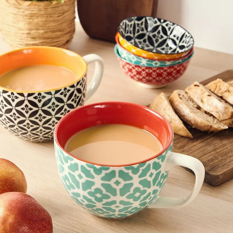 Set of 4/24oz Ceramic Coffee Mugs