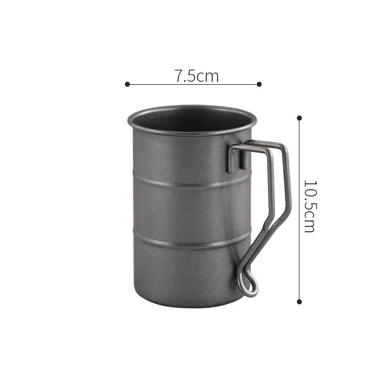 Stainless Steel Outdoor Camping Mug Portable Foldable Handle