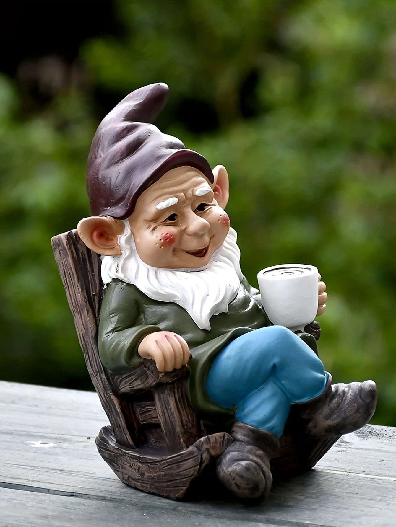 1pc Gnome Dwarf Rocking Chair Ornament Outdoor Decoration