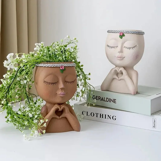 Face Flowerpot Girl Planter