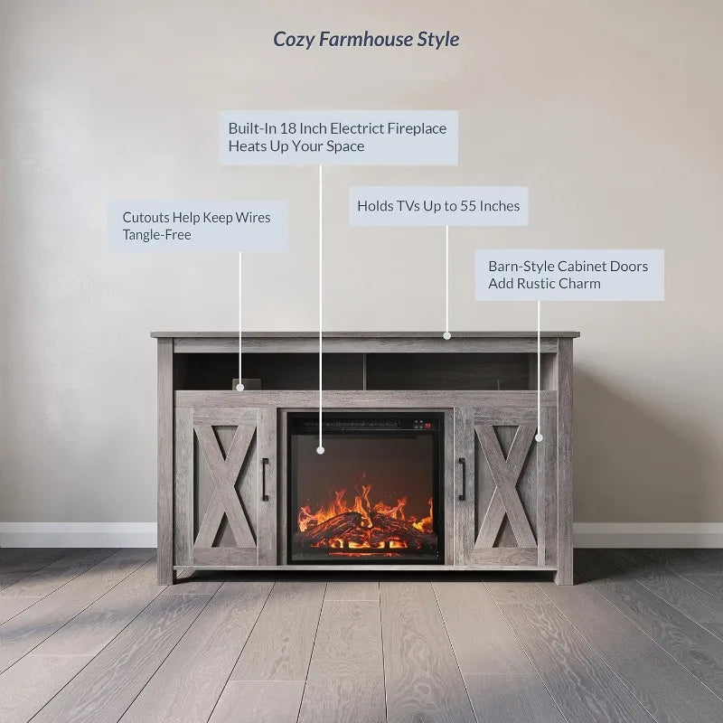 Entertainment Center with Electric Fireplace Heater