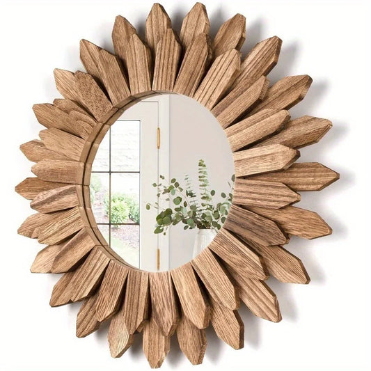 12inch Rustic Wooden Farmhouse Decorative Mirror