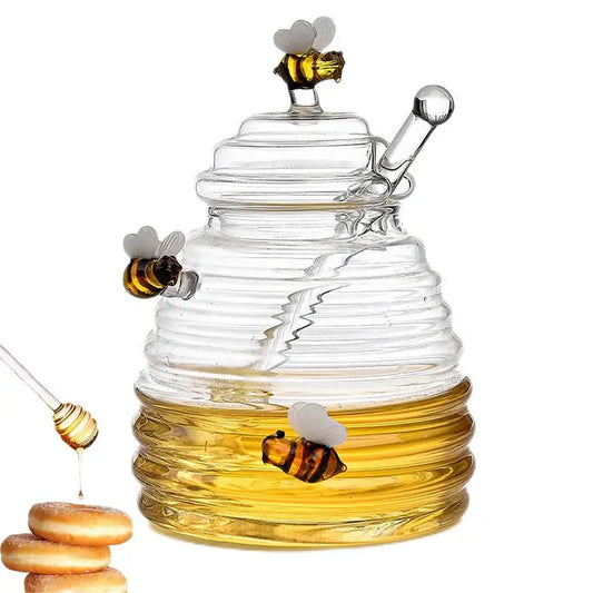 Glass Honey Pot Glass Mixing with Lid