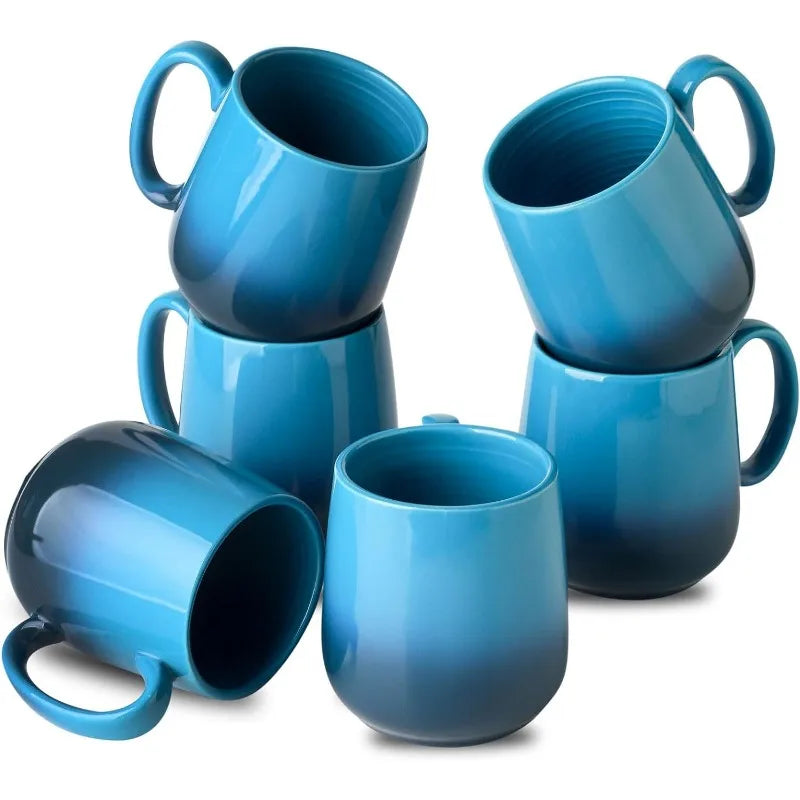 Set of 6/15oz Ceramic Coffee Mugs with Handle