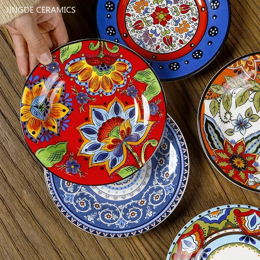 6.5 Inch European Ceramic Dinner Plates Hand Painted