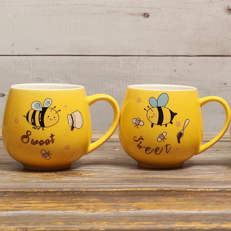 12oz Bee Pattern Ceramic Coffee Mug