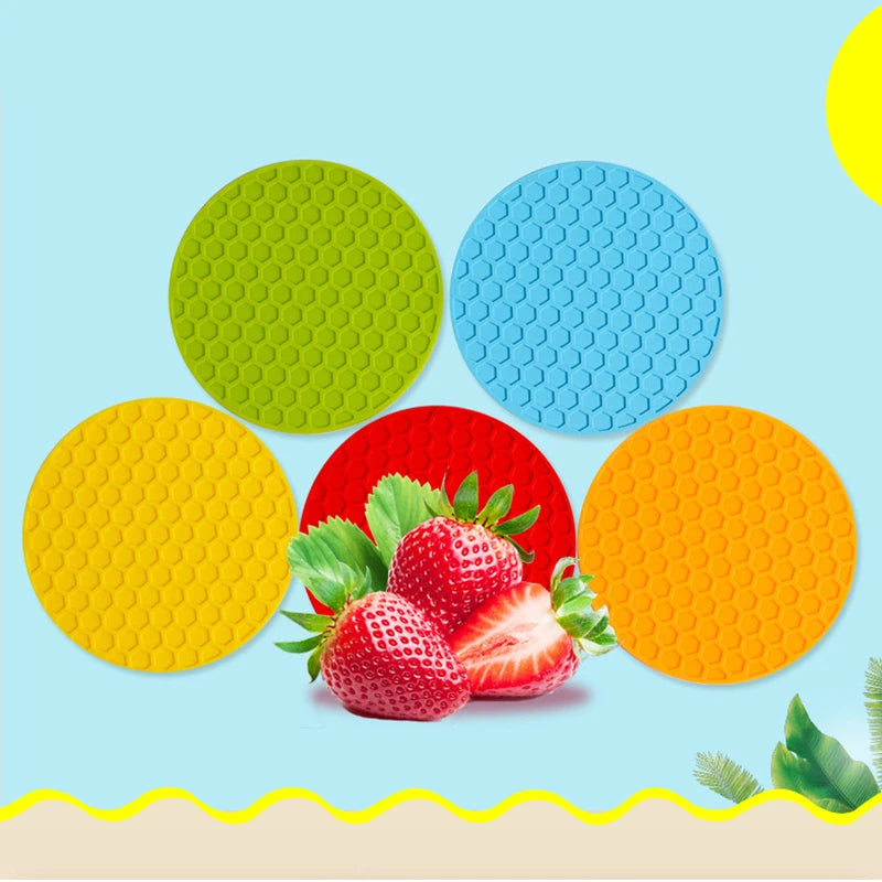 Round Silicone Coasters Anti-slip & Heat Thickened