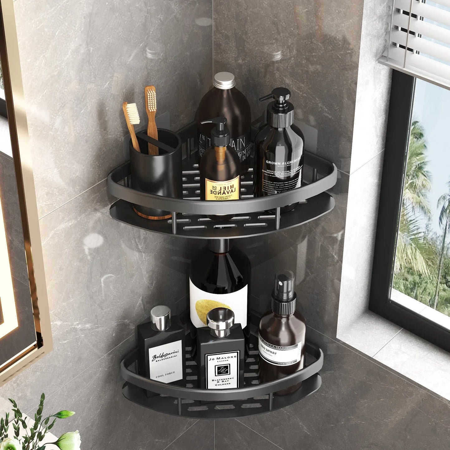 No Drill Bathroom Corner Storage Rack