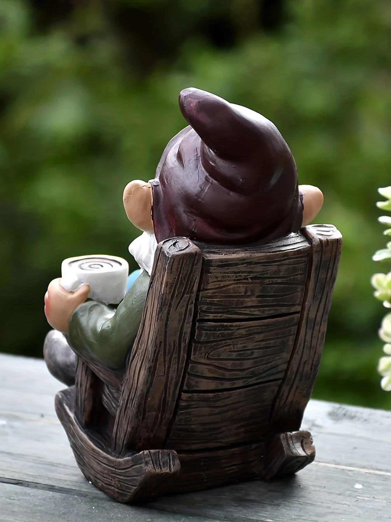 1pc Gnome Dwarf Rocking Chair Ornament Outdoor Decoration