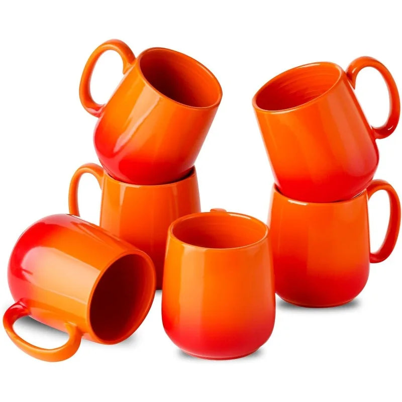 Set of 6/15oz Ceramic Coffee Mugs with Handle