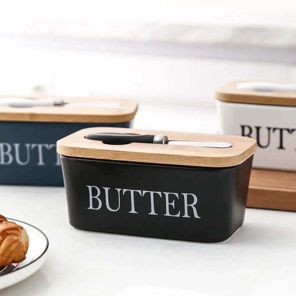 Butter Container with Wood Lid & Knife