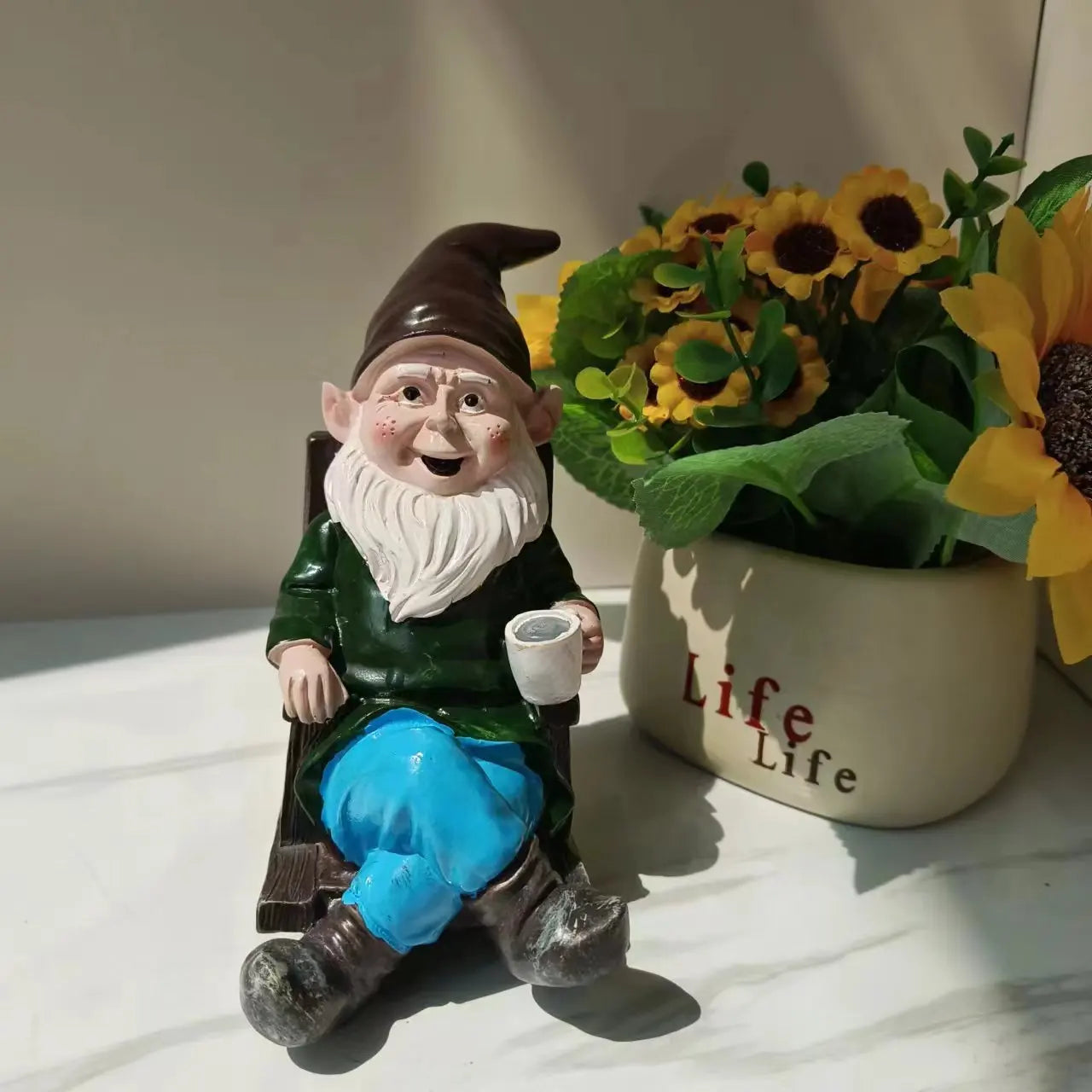 1pc Gnome Dwarf Rocking Chair Ornament Outdoor Decoration